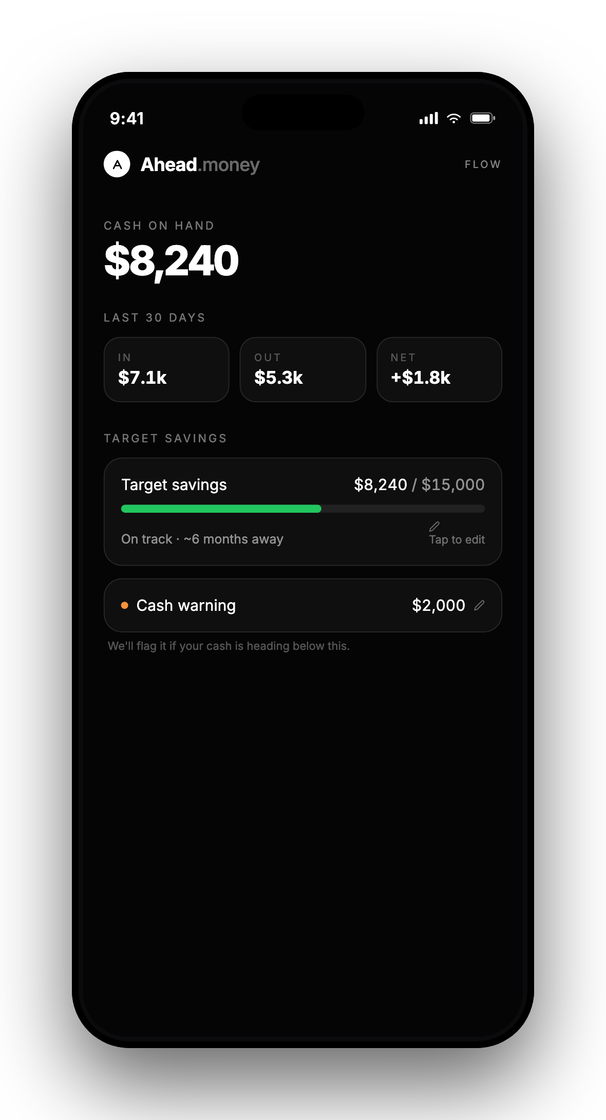 Ahead app: Cushion screen